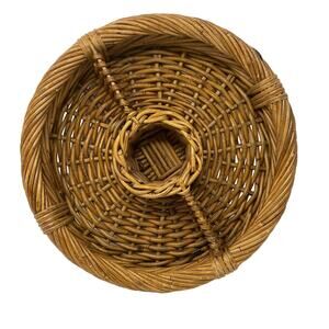 Vintage wicker rattan chip and dip round basket